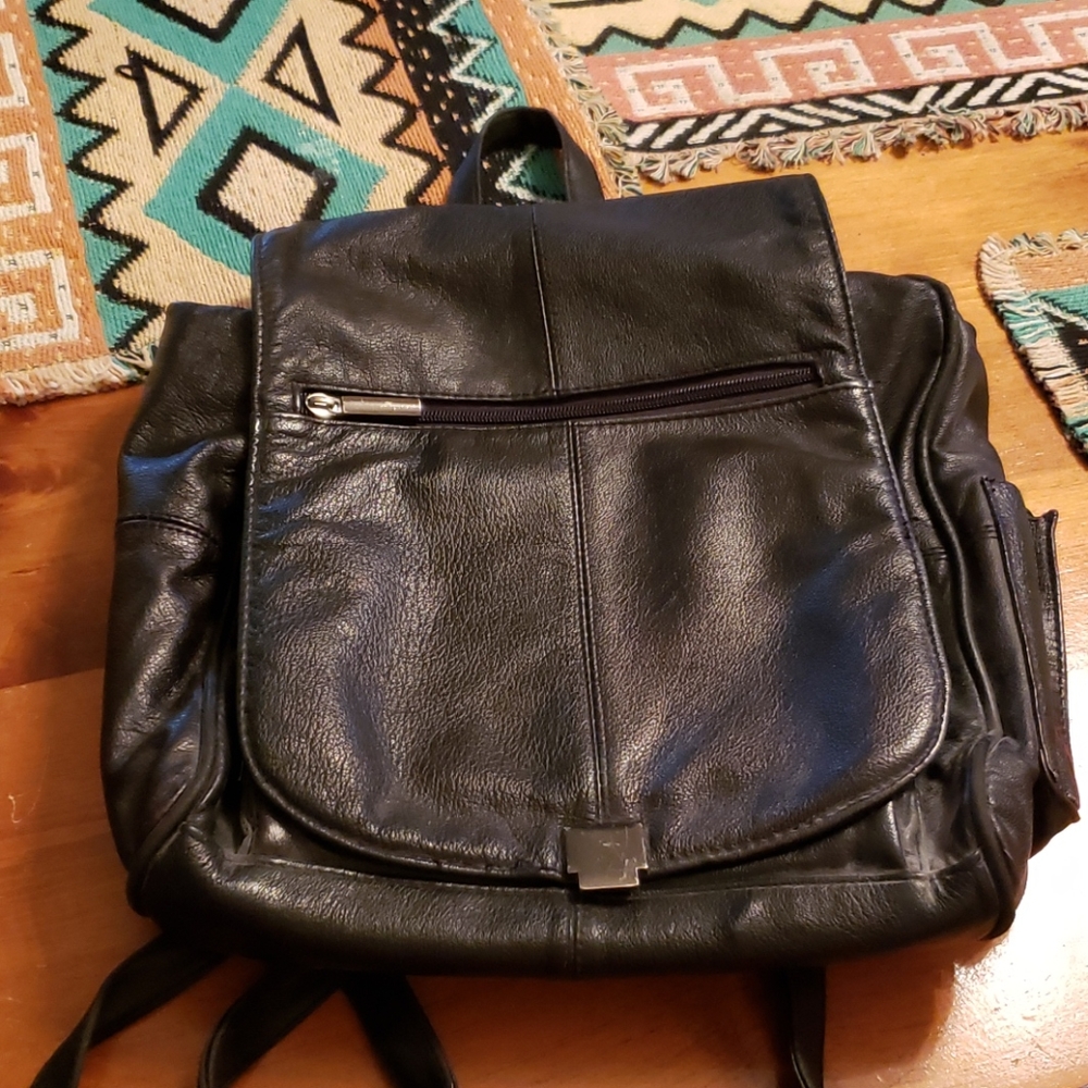 Black Leather Backpack purse